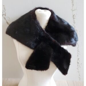 The French Room Miss Alice Muskrat Fur Collar Wrap Womens Brown Vtg Lined Prom